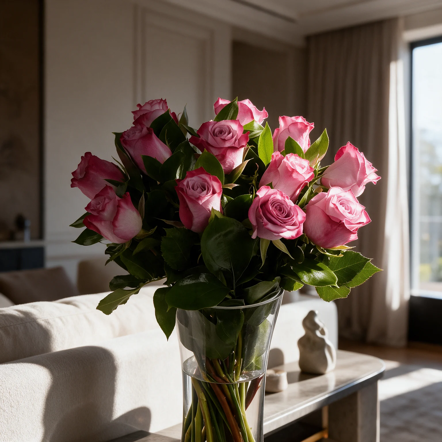 Purple rose vase arrangement for flower delivery in Malaysia