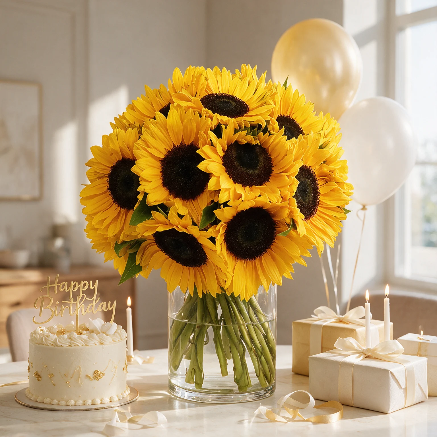 Bright sunflower vase arrangement for flower delivery in Malaysia Bright sunflower vase arrangement for flower delivery in Malaysia