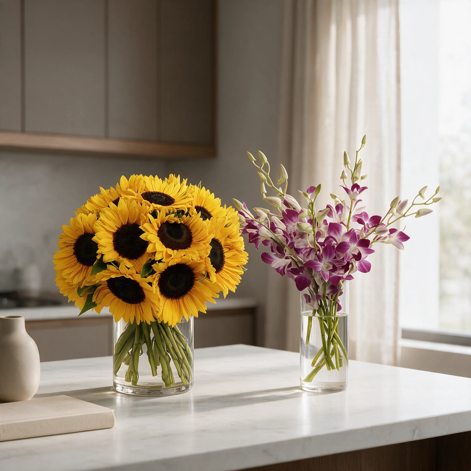 Bright sunflower vase arrangement for flower delivery in Malaysia