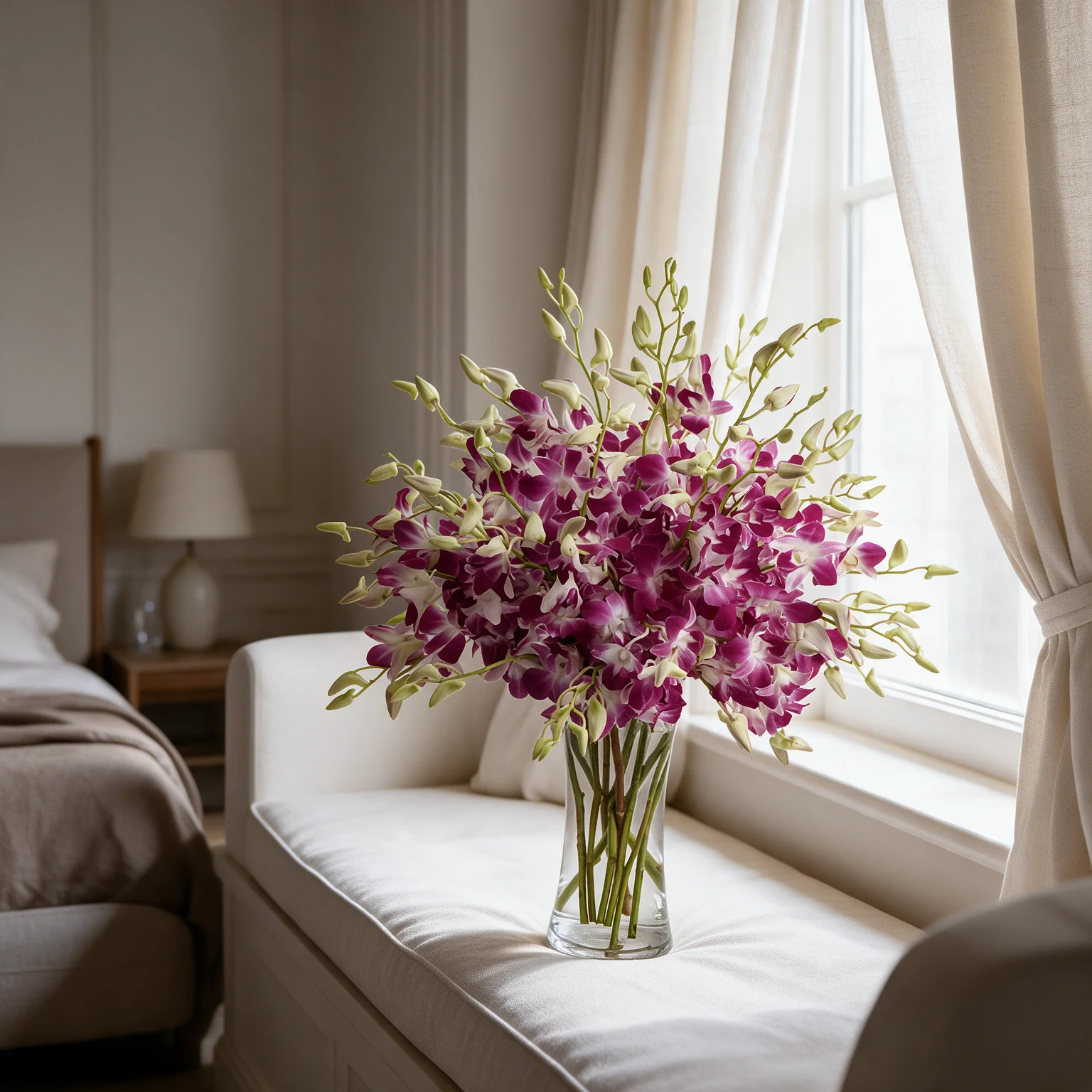 Elegant purple orchid vase arrangement for flower delivery in Malaysia